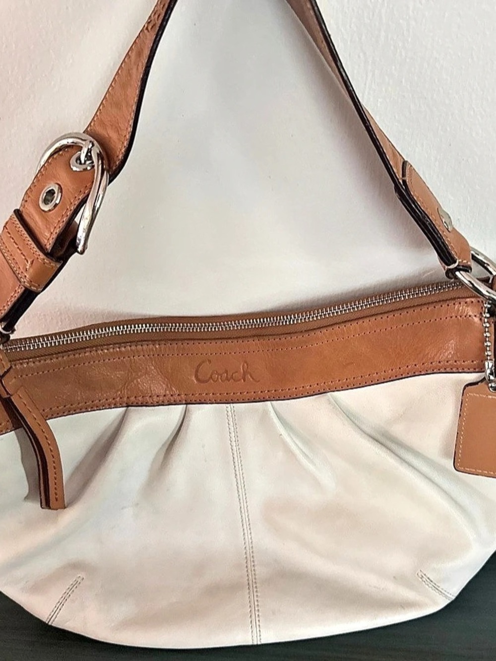 Coach Chelsea Hobo Shoulder Bag White & Brown